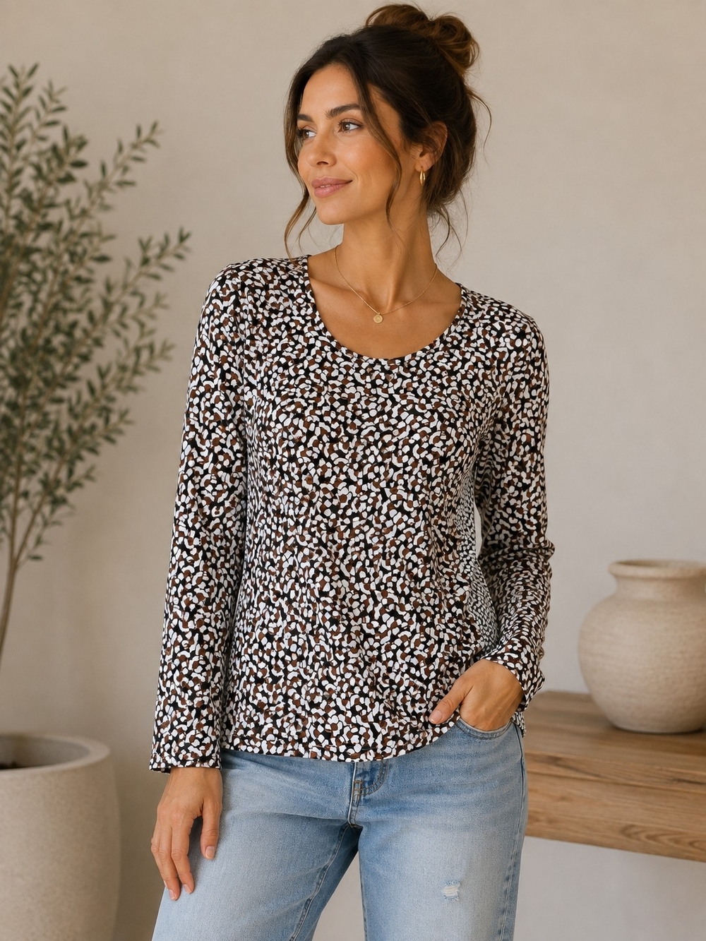 Marc By Marc Jacobs 100% Linen Long Sleeve Scoop Neck Top